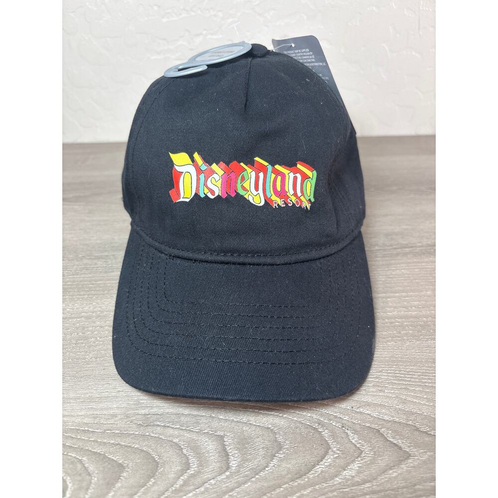 Disneyland Adult Unisex Black Multi Colored Logo Hat/ Cap Adjustable- NWT